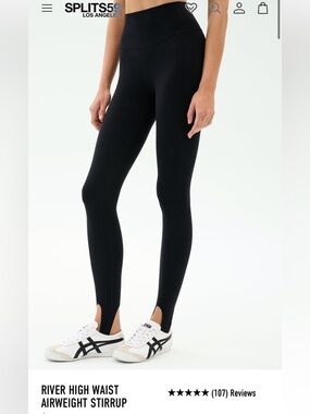 Splits59 Black High-Waist Stirrup Leggings